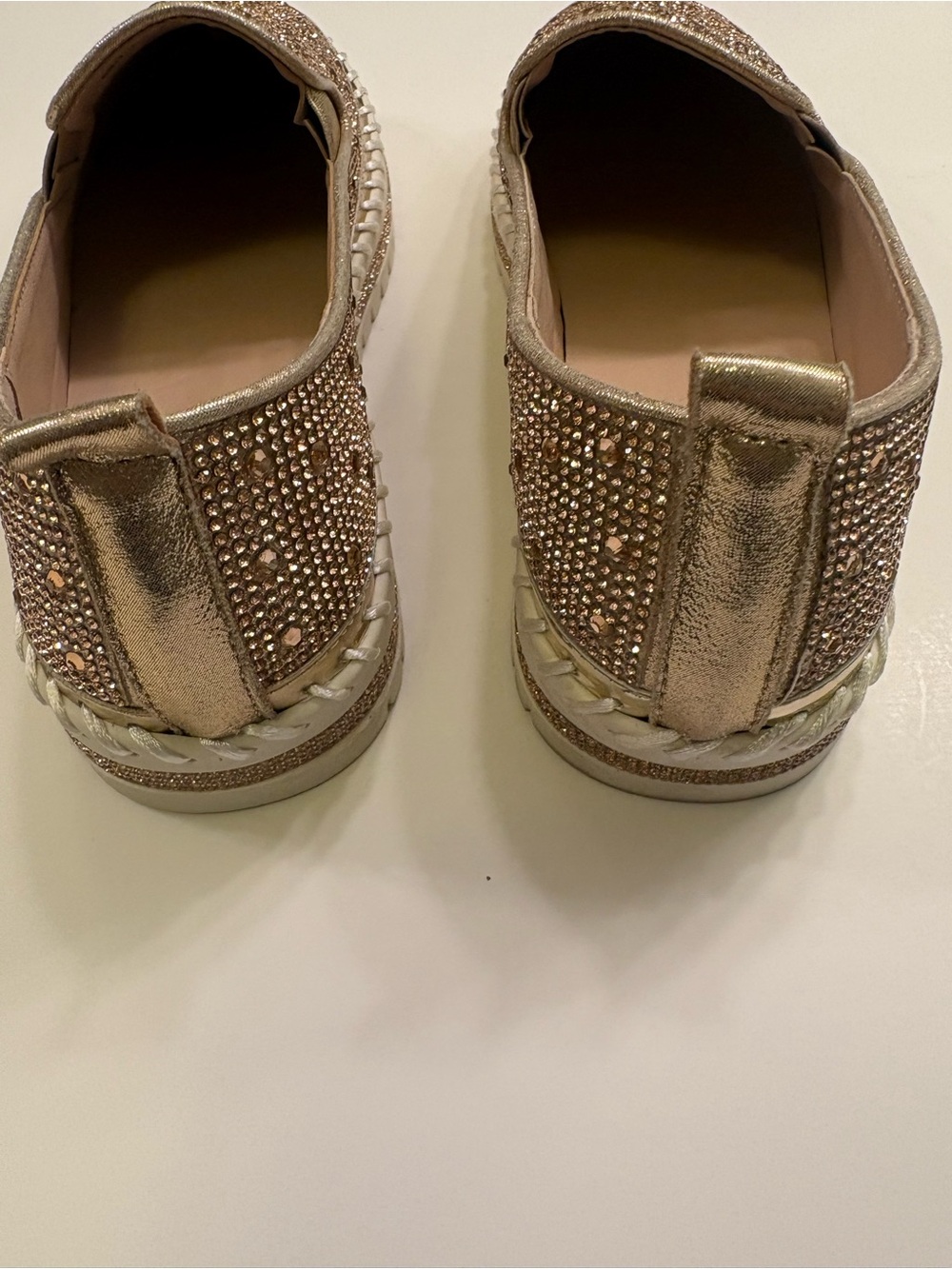 NIB Azalea Wang Brittany Rose Gold Rhinestone Sneakers Size 9 - Picture 6 of 13
